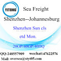 Flete mar del puerto de Shenzhen a Johannesburgo